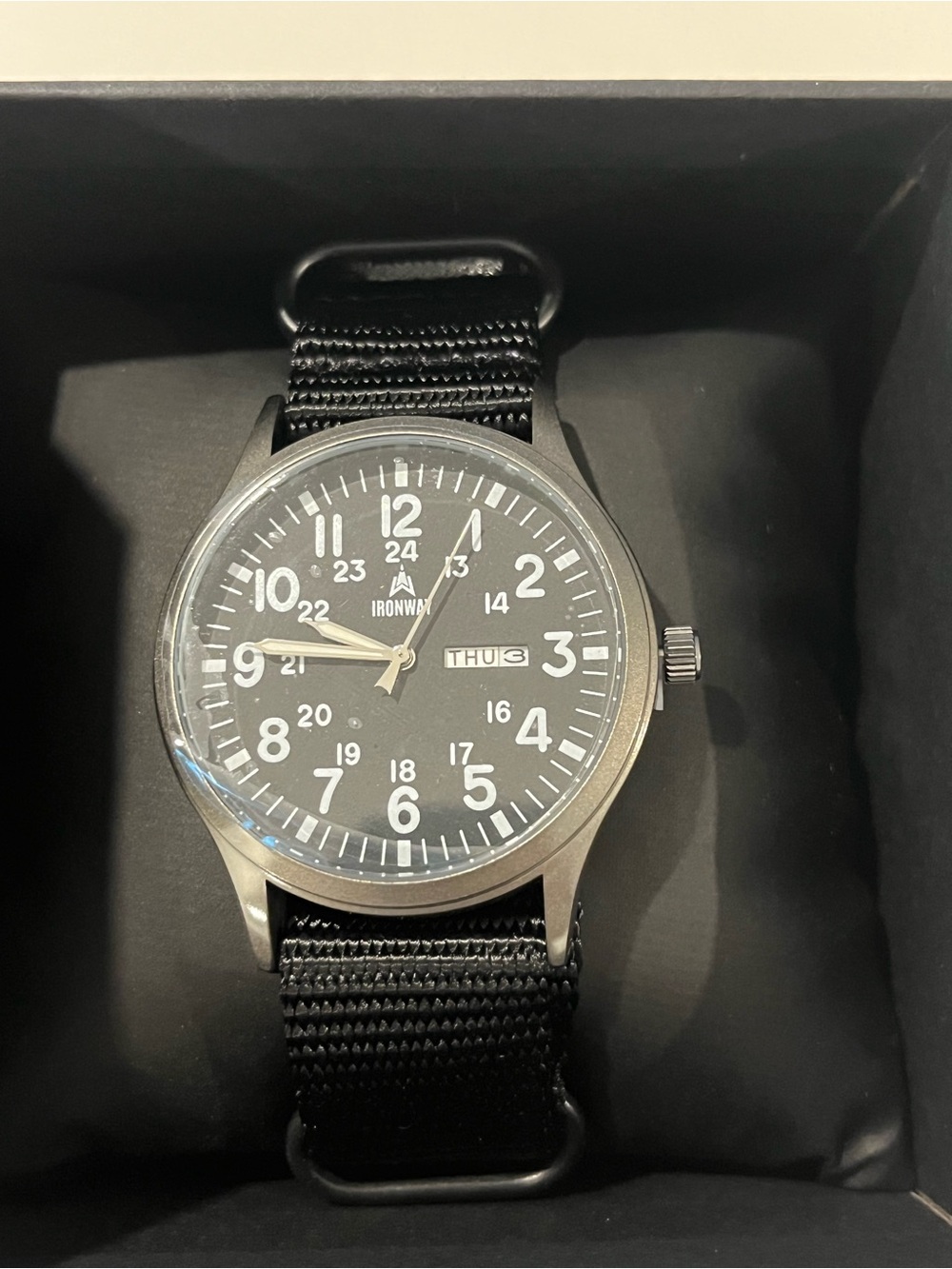 IronWay Field Watch With Black Nylon Nato 41mm Quartz NWT